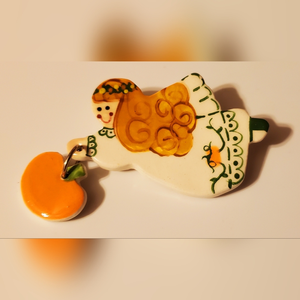 Ceramic fall angel brooch